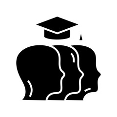 Students black icon, concept illustration, vector flat symbol, glyph sign.