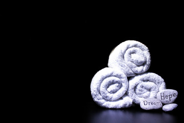 white towel in a black background