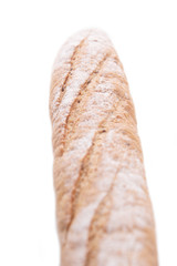 Close up shot of long loaf isolated on white background