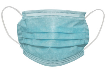 Surgical mask with rubber ear straps. Typical 3-ply surgical mask to cover the mouth and nose....