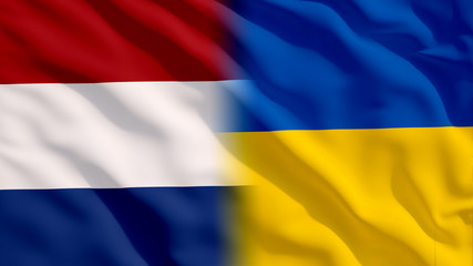 Waving Ukraine and Netherlands Flags
