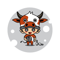 Cow mascot cute characters activity illustration
