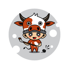 Cow mascot cute characters activity illustration