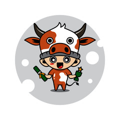 Cow mascot cute characters activity illustration