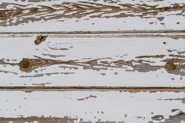 Texture od wooden planks. Wall made of antique wood painted white paint.