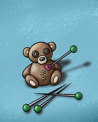 Teddy Bear with Needle Pin in his Heart