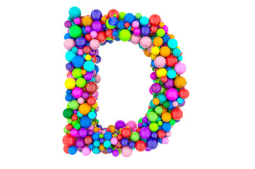 Letter D from colored balls, 3D rendering