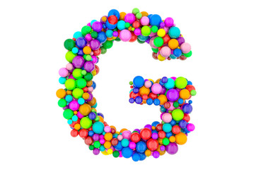 Letter G from colored balls, 3D rendering