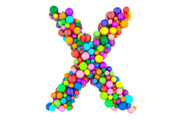 Letter X from colored balls, 3D rendering