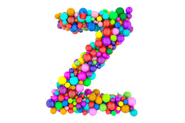 Letter Z from colored balls, 3D rendering