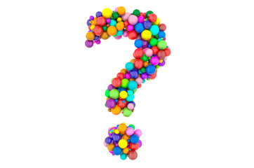 Question mark from colored balls, 3D rendering