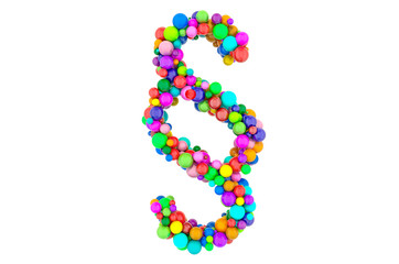 Section, paragraph symbol from colored balls, 3D rendering