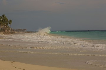 Amazing sunset. Beautiful natural background. Aruba island.