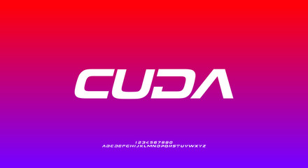 Cuda, an abstract sporty technology alphabet font. digital space typography vector illustration design