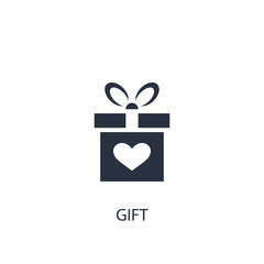 Gift icon. Simple love element illustration.