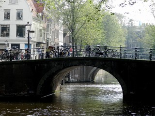 Fototapeta premium Amsterdam, The Netherlands, Cityscape with Canal