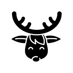 Santas deer black icon, concept illustration, vector flat symbol, glyph sign.