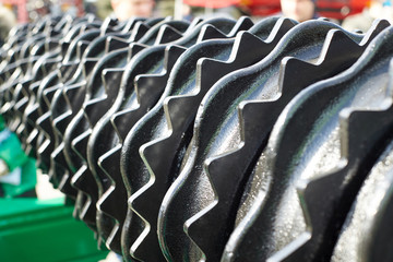 Closeup of land cultivation equipment