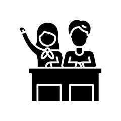 Schoolmates black icon, concept illustration, vector flat symbol, glyph sign.