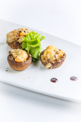 baked mushrooms with sour cream and sauce