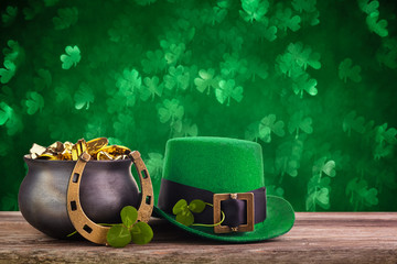 Green st. Patrick day background. Holiday greeting card. Saint patrick day.