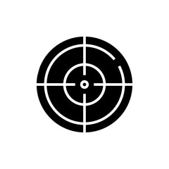 Target black icon, concept illustration, vector flat symbol, glyph sign.