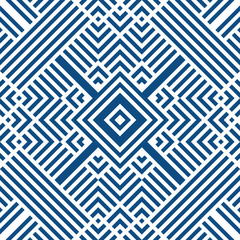 Abstract seamless pattern of lines and corners. Symmetric geometric motif.