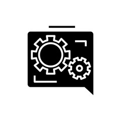 Settings chat black icon, concept illustration, vector flat symbol, glyph sign.