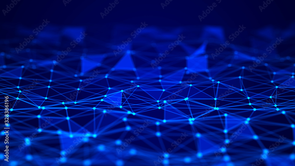 Poster Network connection dots and lines. Technology background. Plexus. Big data background. 3d rendering.