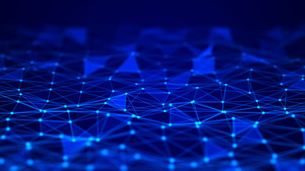 Network connection dots and lines. Technology background. Plexus. Big data background. 3d rendering.