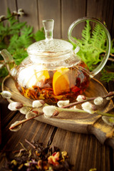 Mix of organic bio herbal tea, spring time
