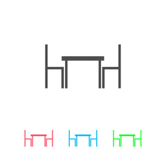Table with chairs icon flat.