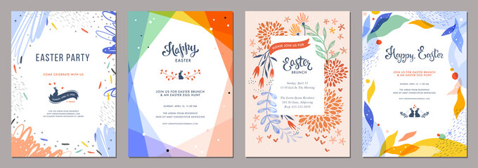 Trendy abstract Easter templates. Good for poster, card, invitation, flyer, cover, banner, placard, brochure and other graphic design.  - obrazy, fototapety, plakaty
