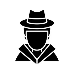 Serious man black icon, concept illustration, vector flat symbol, glyph sign.