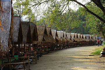 Huts at the Huay Tung Tao lake at Chiang Mai, Thailand