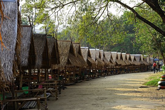 Huts at the Huay Tung Tao lake at Chiang Mai, Thailand