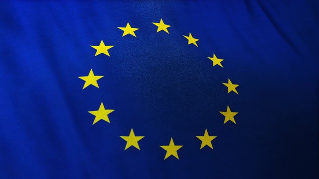 flag of the European Union. Seamlessly looping full frame 3D animation of realistic satin emblem banner
