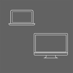 layout gadget and device. Tablet, computer icons set in flat design style isolated on dark background. stock vector illustration eps10