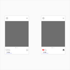 Vector illustration. Social network layout with photo space and hashtags. Polaroid. Set of blank photo frames.