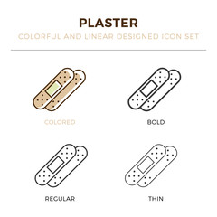 band aid icon in different style vector illustration. one colored and black band aid vector icons designed in filled, outline, line and stroke style can be used for web, mobile, ui