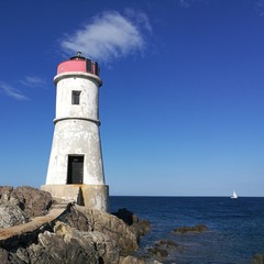 Fototapeta na wymiar Lighthouse Capo Ferro, Porto Cervo, Sardinia