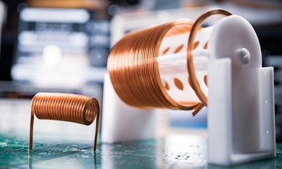 Close-up A lot of skeins of twisted copper wire