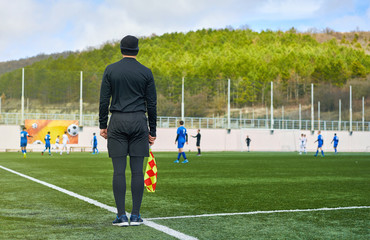 referee on the field during a football match