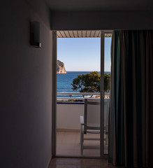 Fototapeta na wymiar Balcony with Sea Views from a beautiful Hotel in camp de mare, mallorca, spain