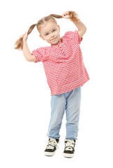 Cute little girl on white background