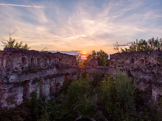 Herburt castle, Dobroml, Ukraine. Drone shot