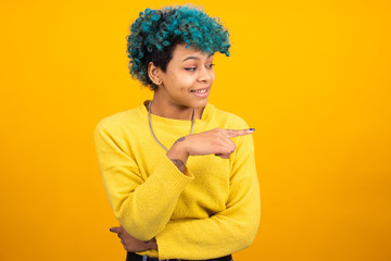 young girl or woman isolated on color background