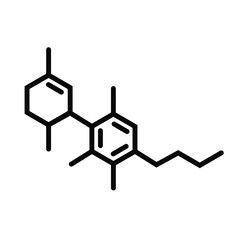 Vector cannabidiol (CBD) molecule. Cannabis or hemp or marijuana chemical formula.
