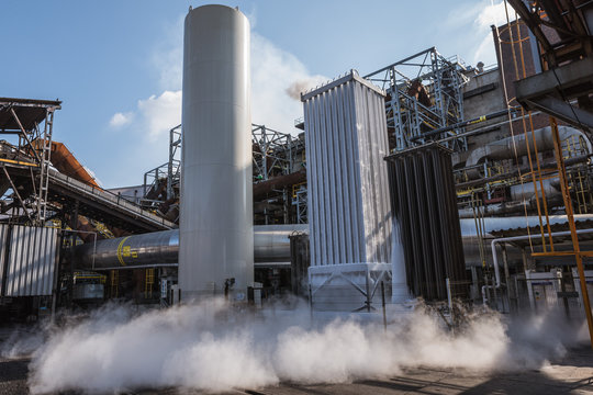 Steam around the cooling system in the smelter