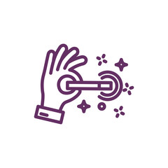 hand with wand magic sorcery isolated icon
